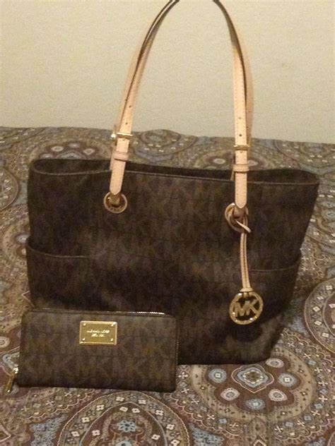 brown and tan michael kors purse